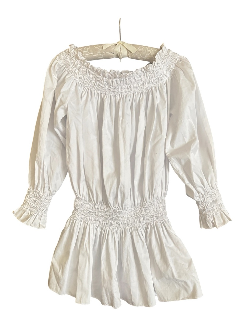 Norma Kamali White Smocked Mini Dress Size XS